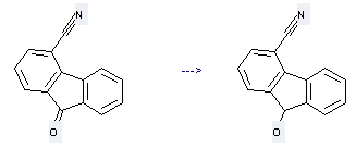 9H-Fluorene-4-carbonitrile,9-oxo- can be used to produce 9-hydroxy-9H-fluorene-4-carbonitrile at the temperature of 25 °C